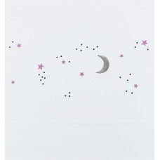 Sábana Trip.Cuna 60 Bordada Luna Plata Estrellas Rosa Sonpetit